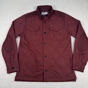 Jetty Jacket Mens Large Dogwood Quilted Snap Front Elbow Patches Lined Burgundy